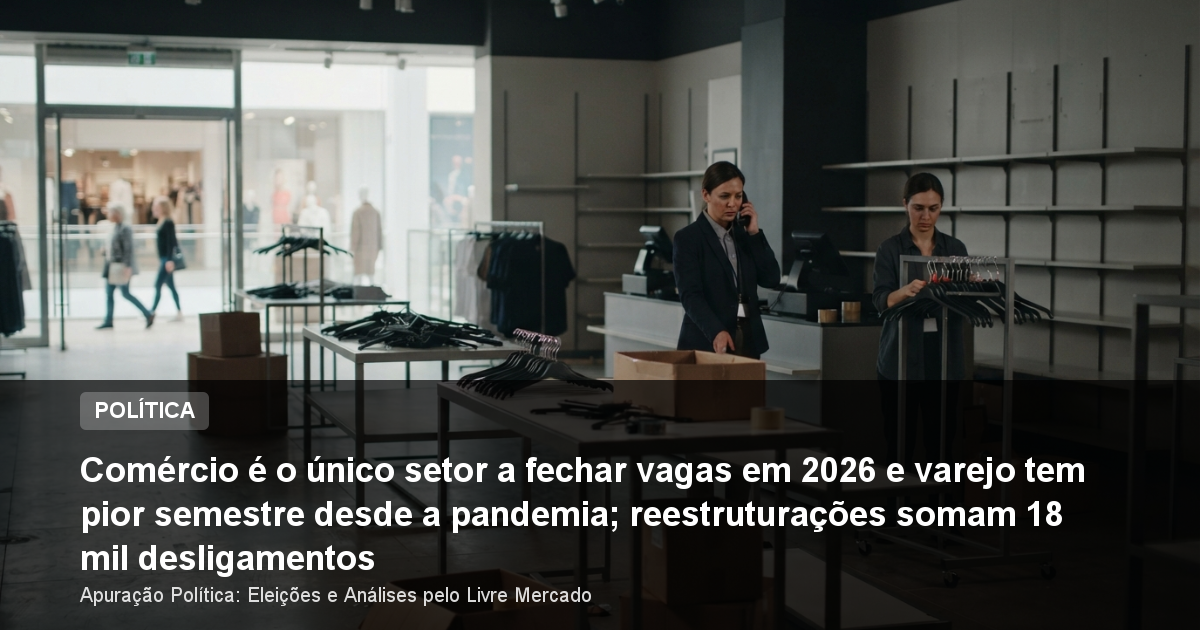 Comércio é o único setor a fechar vagas em 2026 e varejo tem pior semestre desde a pandemia; reestruturações somam 18 mil desligamentos